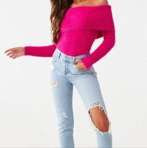 Forever 21 Pink Off the Shoulder Sweater/Size M
